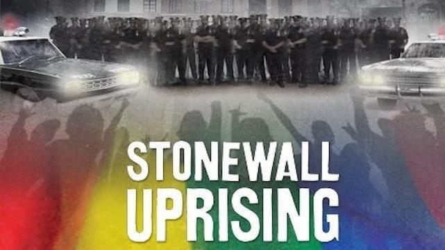 Stonewall Uprising Rainbow outline of protestors facing police