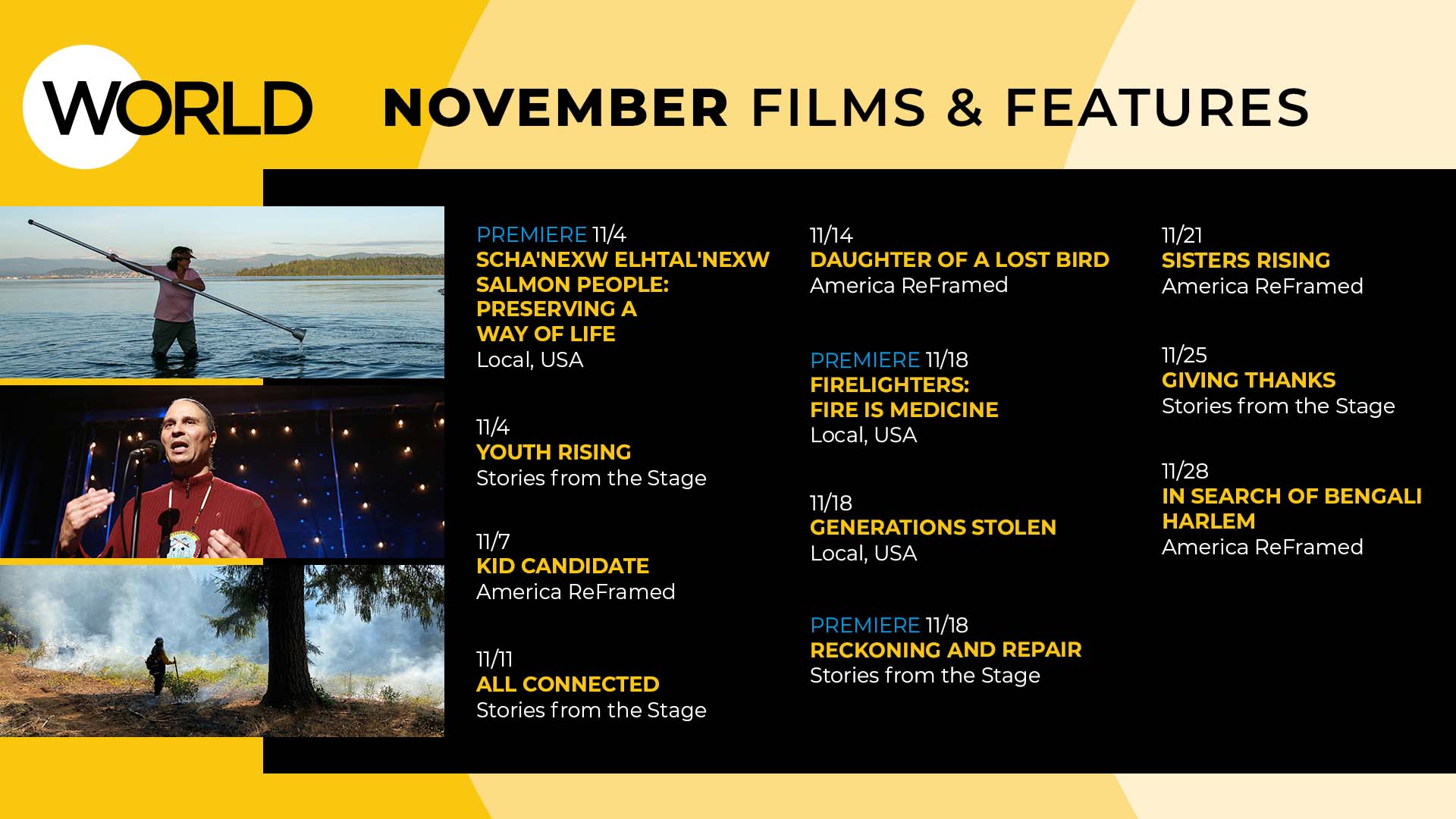 November Films & Features on WORLD Channel