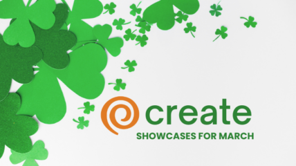 Paper cut shamrocks frame the CREATE logo